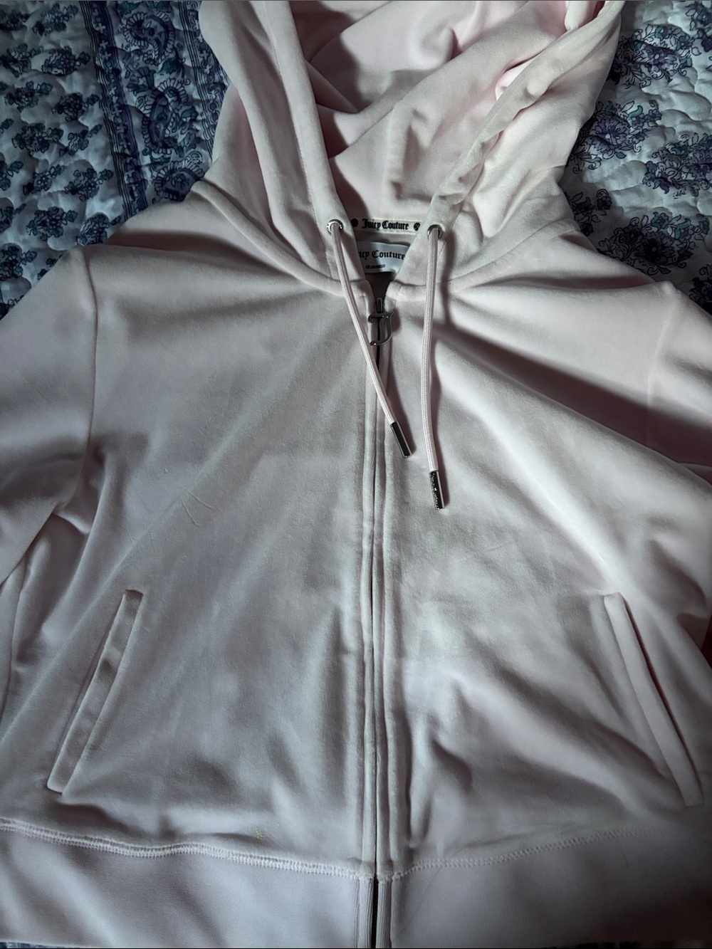 Juicy Couture mixed bling Light Pink Zip Front Hoodie Jacket